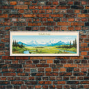 Denali National Park, Panoramic Alaska Travel Art, National Park Print, Minimalist Travel Art, Midcentury Modern Style Landscape