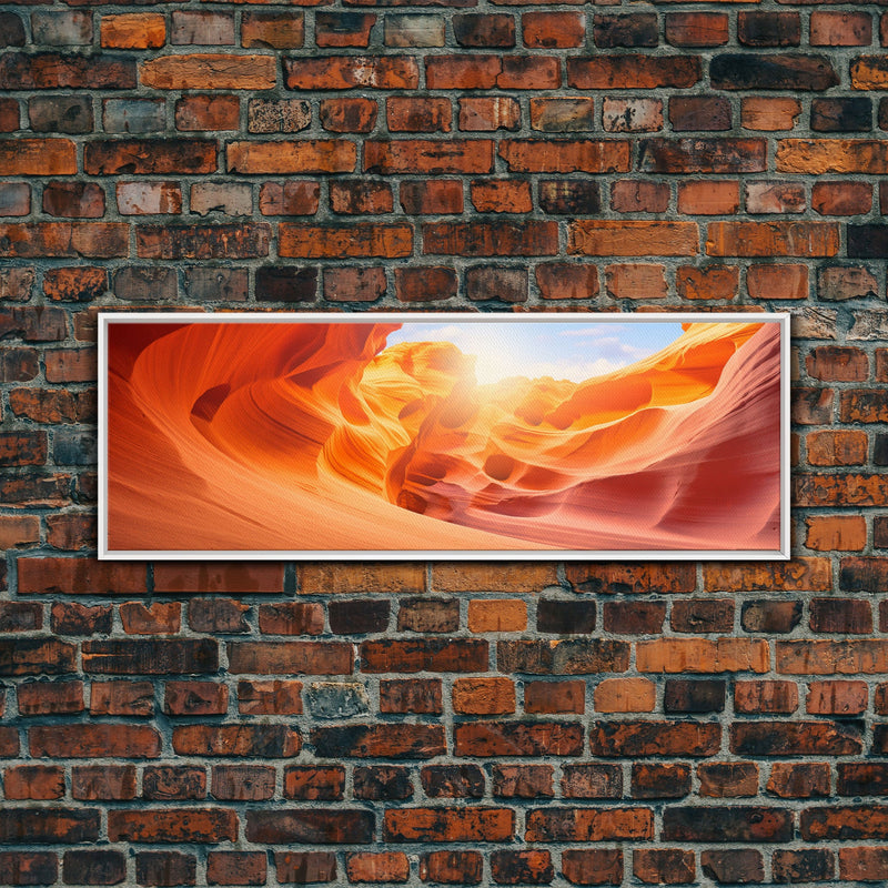 Beautiful Photographic Panoramic of Antelope Canyon Arizona, Sunset Photography, Framed Canvas Print, Landscape Photography, Landmark Art