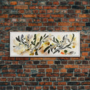 Apple Tree Leaves Wall Art, Ready To Hang Canvas Print, Panoramic Art, Floral Arrangement Wall Decor