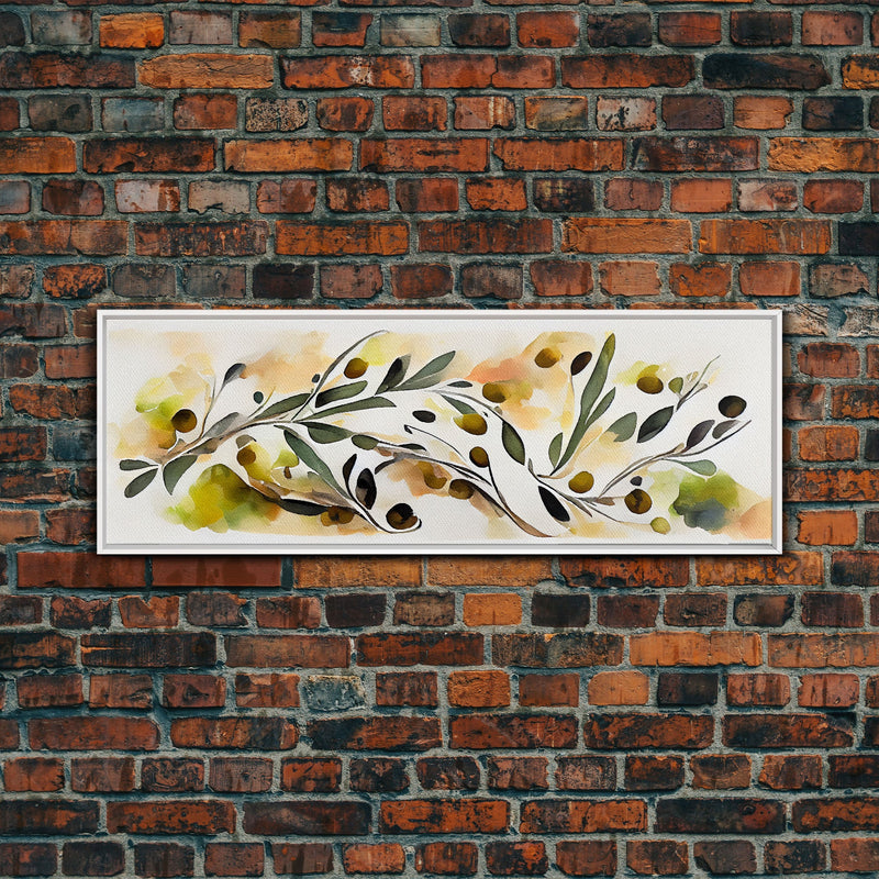 Apple Tree Leaves Wall Art, Ready To Hang Canvas Print, Panoramic Art, Floral Arrangement Wall Decor, Above Bed, Above Couch, Above Sofa