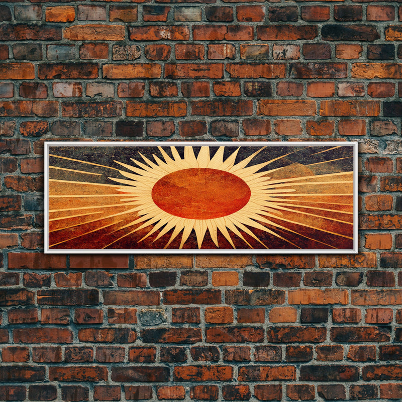 Art Deco Sunburst Wall Art, Ready To Hang Canvas Print, Panoramic Art, Art Deco Wall Decor, Above Bed, Above Couch, Above Sofa