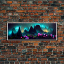 Luminescent trail in the forest, fantasy art, RPG concept art, canvas print, tiny worlds, glowing mushrooms out of focus, miniature worlds