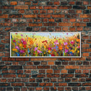 Framed Canvas Print of Original painting, Large wall art, Boho wall décor, Flower painting, Home decor, Modern art, Bedroom decor, Panoramic
