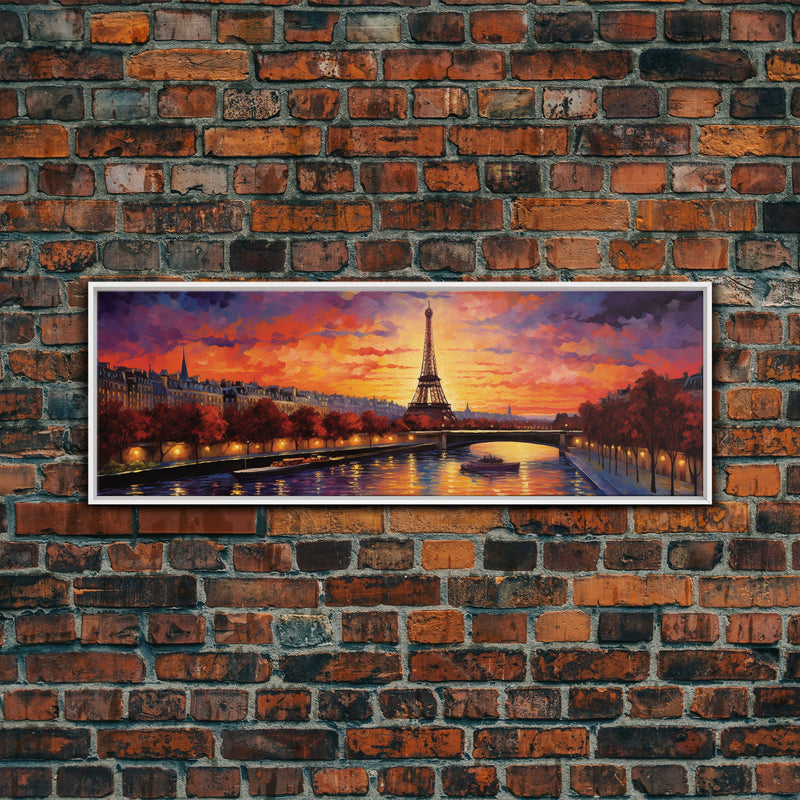 An Evening In Paris, Van Wogh Inspired Eiffel Tower Painting Canvas Print, Retro Modern Paris France Decor