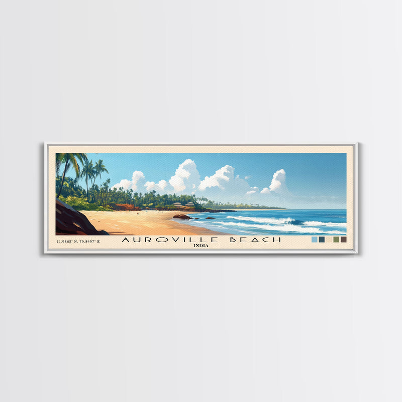 Auroville Beach, India Panoramic Print, Vacation Gift, India Wall Art, Beach Painting, Beach Decor, Large Wall Art, Wood Frame Art