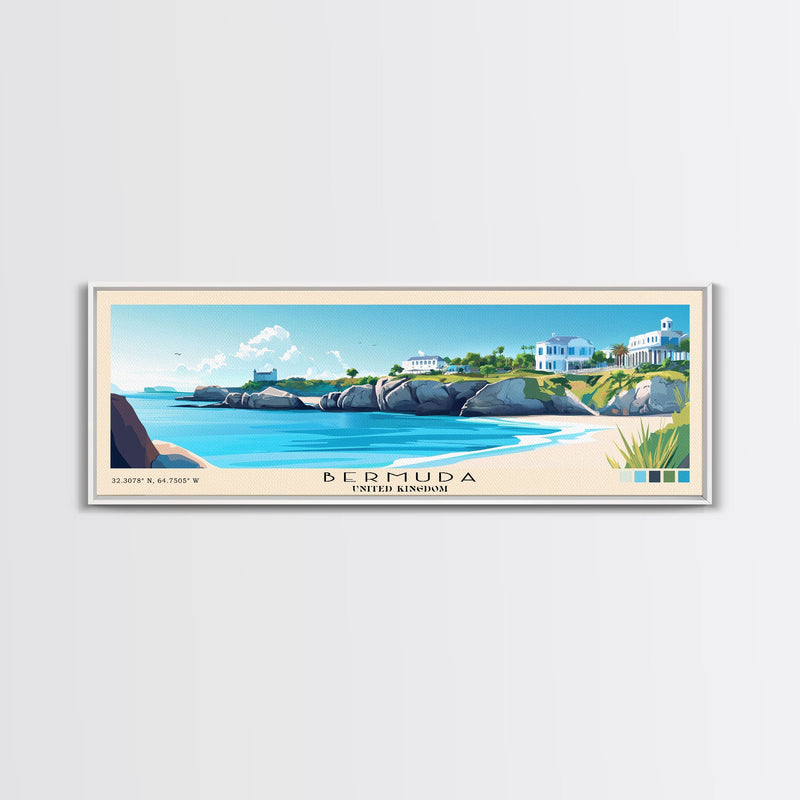 Bermuda, United Kingdom Panoramic Beach Print, Vacation Gift, United Kingdom Wall Art, Beach Painting, Beach Decor, Beach Painting