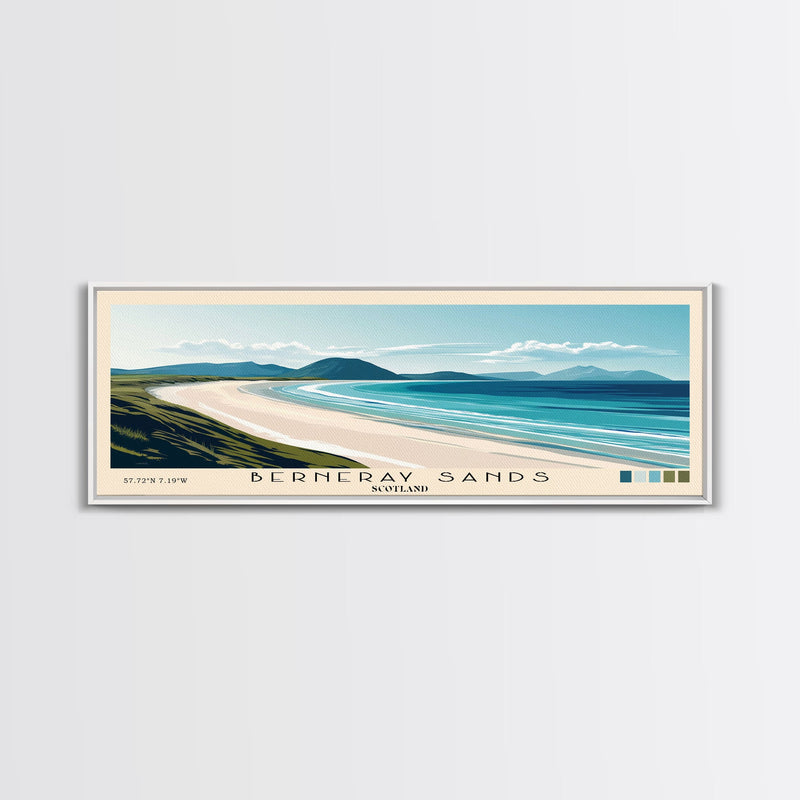 Berneray Sands, Scotland Panoramic Print, Vacation Gift, Scotland Wall Art, Beach Painting, Beach Decor, Large Wall Art, Wood Frame Art