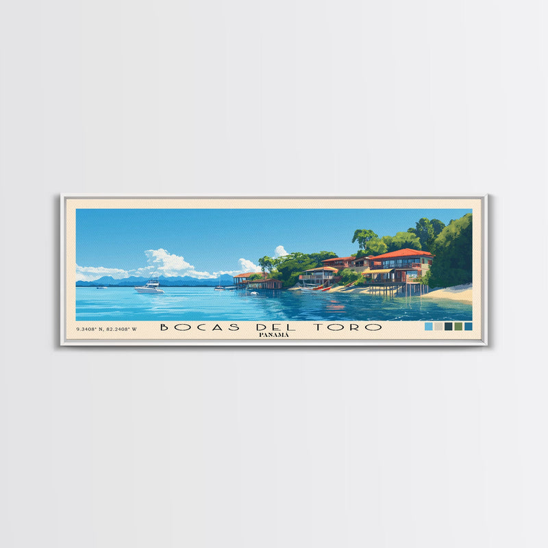 Bocas del Toroâ€¯, PanamÃ¡ Panoramic Beach Print, Vacation Gift, PanamÃ¡ Wall Art, Beach Painting, Beach Decor, Beach Painting