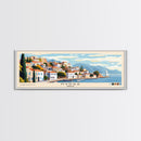Hydra, Greece Panoramic Beach Print, Vacation Gift, Greece Wall Art, Framed Canvas Print, Framed Beach Painting
