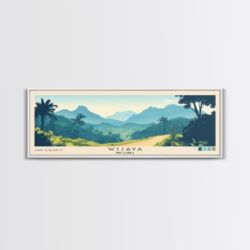 Wijaya, Sri Lanka Panoramic Beach Print, Vacation Gift, Sri Lanka Wall Art, Framed Canvas Print, Framed Beach Painting