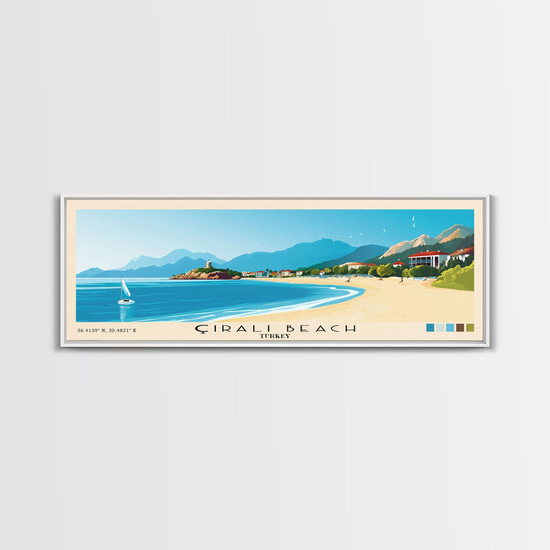 Ã‡Ä±ralÄ± Beach, Turkey Panoramic Print, Vacation Gift, Turkey Wall Art, Beach Painting, Beach Decor, Beach Or Lakehouse Art