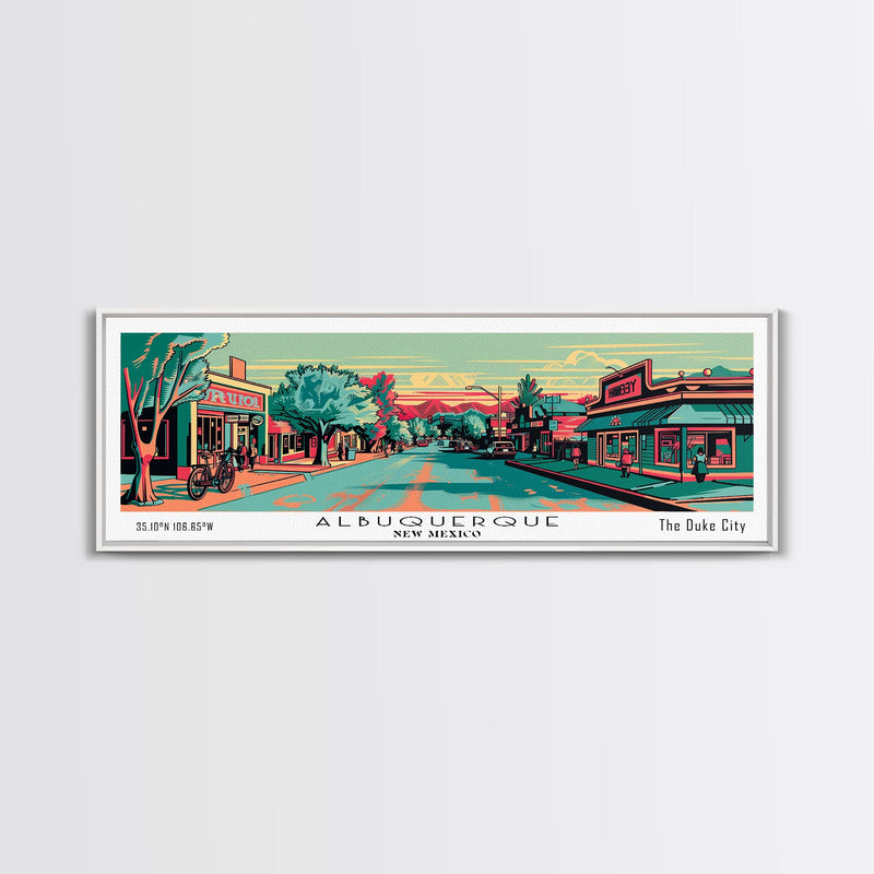 Albuquerque New Mexico Panoramic Travel Poster Canvas Print