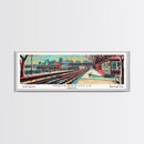 Indianapolis Indiana Panoramic Travel Poster Framed Canvas Print, Mid Century Modern Art, Pop Art Style, Wall Decor, Office Art, Living Room Art