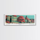 Portland Oregon Panoramic Travel Poster Framed Canvas Print, Mid Century Modern Art, Pop Art Style, Wall Art, Home Decor, Office Wall Art