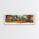 Buffalo New York Panoramic Painting Framed Canvas Print, Mid Century Modern Art, Pop Art Style, Travel Poster, Living Room Decor