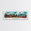 Charlotte North Carolina Panoramic Painting Framed Canvas Print, Mid Century Modern Art, Pop Art Style, Travel Poster, Wall Art Decor