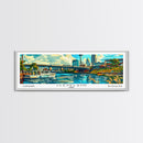 Cleveland Ohio Panoramic Wall Art Framed Canvas Print, Mid Century Modern Art, Pop Art Style, Travel Poster, Home Decor, Retro Style