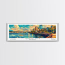 Jersey City New Jersey Panoramic Framed Canvas Print, Retro Style Wall Art, Mid Century Modern Home Decor, Pop Art Travel Poster