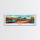 Mesa Arizona Panoramic Painting, Mid Century Modern Framed Canvas Print, Retro Style Wall Art, Pop Art Travel Poster