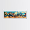 San Francisco California Panoramic Framed Canvas Print, Mid Century Modern Wall Art, Pop Art Home Decor, Retro Style Travel Poster