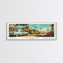 Chula Vista California Panoramic Painting, Mid Century Modern Framed Canvas Print, Retro Pop Art Travel Poster, Wall Decor, Office Art