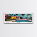 Anaheim California Panoramic Painting, Mid Century Modern Framed Canvas Print, Retro Pop Art Travel Poster, Office Wall Art, City Print