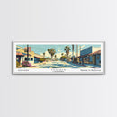 Clovis California Panoramic Wall Art, Mid Century Modern Framed Canvas Print, Retro Pop Art Travel Poster, City Office Decor, Home Art