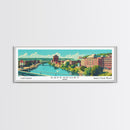 Davenport Iowa Panoramic Wall Art, Mid Century Modern Framed Canvas Print, Retro Pop Art Travel Poster, City Art Gift, Home Decor
