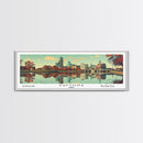 Dayton Ohio Panoramic Wall Art, Mid Century Modern Framed Canvas Print, Retro Pop Art Travel Poster, City Home Decor, Office Decor