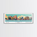 Hampton Virginia Panoramic Painting, Mid Century Modern Framed Canvas Print, Retro Pop Art Travel Poster, Office Wall Decor
