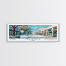 Lewisville Texas Panoramic Painting, Mid Century Modern Framed Canvas Print, Retro Pop Art Travel Poster, Living Room Decor