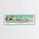 Long Beach California Panoramic Painting, Mid Century Modern Framed Canvas Print, Retro Pop Art Travel Poster, Office Decor