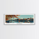 Lowell Mississippi Panoramic Painting, Mid Century Modern Framed Canvas Print, Retro Pop Art Travel Poster, Office Wall Art