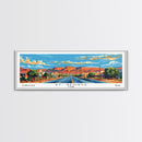 St. George Utah Panoramic Wall Art, Mid Century Modern Framed Canvas Print, Retro Pop Art Travel Poster, Office Wall Decor and Gift Idea