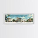 Visalia California Panoramic Art, Mid Century Modern Framed Canvas Print, Retro Pop Art Travel Poster, City Print, Living Room Wall Decor