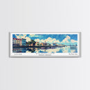 Wilmington North Carolina Panoramic Wall Art, Mid Century Modern Framed Canvas Print, Retro Pop Art Travel Poster, City Art, Home Decoration