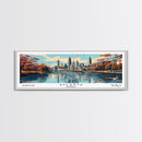 Atlanta Georgia Panoramic Painting, Framed Canvas Print, Mid Century Modern Wall Art, Retro Pop Art Travel Poster, Home Decor, City Art