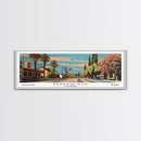 Bakersfield California Panoramic Painting, Framed Canvas Print, Mid Century Modern Wall Art, Retro Pop Art Travel Poster, Living Room Decor, City Art