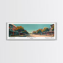 Frisco Texas Panoramic Painting, Framed Canvas Print, Mid Century Modern Wall Art, Retro Pop Art Travel Poster, Home Decor, City Art