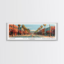 San Bernardino California Panoramic Painting, Mid Century Modern Framed Canvas Print, Retro Pop Art Travel Poster, Cityscape, Home Decor, Office Wall Art