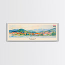 Pécs Hungary Panoramic Travel Poster, Framed Canvas Print or Metal Wall Art, Travel Art, Home Decor, Panoramic Painting, Midcentury Art