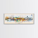 Helsinki Finland Travel Art, City Art, Framed Canvas Print or Metal Wall Art, Europe Travel Poster, Panoramic Wall Art, Extra Wide Wall Art