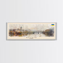 Kutaisi Georgia Panoramic Travel Poster, Framed Canvas Print or Metal Wall Art, Travel Art, Home Decor, Panoramic Painting, Midcentury Art