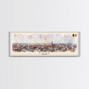 Liege Belgium Panoramic Travel Poster, Framed Canvas Print or Metal Wall Art, Travel Art, Home Decor, Panoramic Painting, Midcentury Art