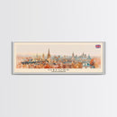 Oxford United Kingdom Panoramic Travel Poster, Framed Canvas Print or Metal Wall Art, Travel Art, Home Decor, Panoramic Painting, Midcentury Art