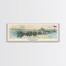 Prague Czech Republic Travel Art, City Art, Framed Canvas Print or Metal Wall Art, Europe Travel Poster, Panoramic Wall Art, Extra Wide Wall Art