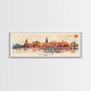 Seville Spain Panoramic Travel Poster, Framed Canvas Print or Metal Wall Art, Travel Art, Home Decor, Panoramic Painting, Midcentury Art