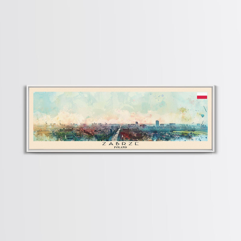 Zabrze Poland Wall Art, Panoramic Travel Poster, Panoramic Framed Canvas Print, City Wall Art, Wall Hanging Home Decor, Travel Art