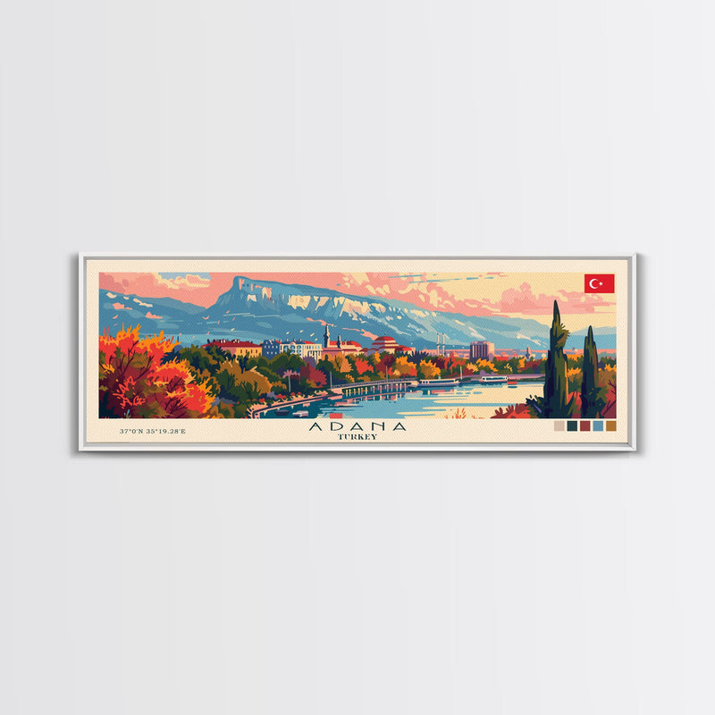 Adana Turkey  Travel Art, City Art, Framed Canvas Print or Metal Wall Art, Europe Travel Poster, Panoramic Wall Art, Extra Wide Wall Art