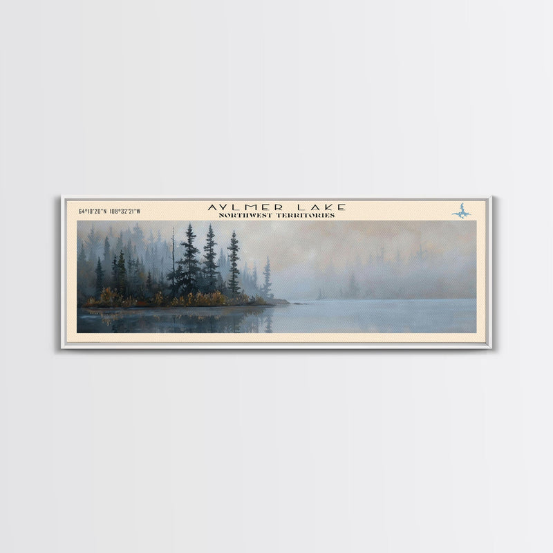 Aylmer Lake Panoramic Framed Canvas Print, Lake House Decor, Rustic Art, Travel Poster, Scenic View, Home Decoration